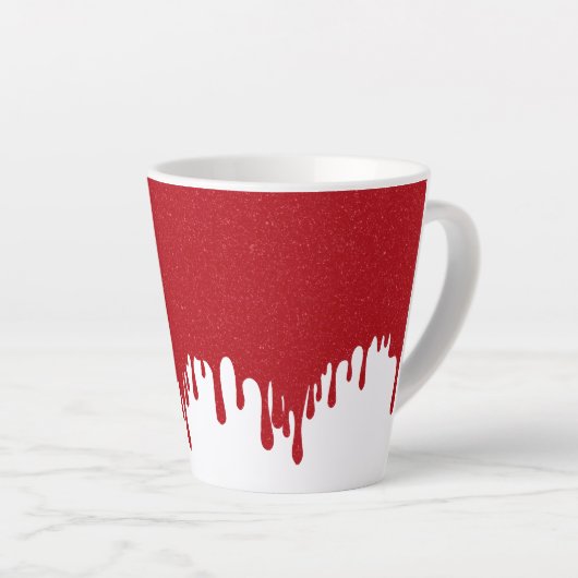 Customizable White Drip Tomato Red Latte Mug Milchtasse (Rechte Ecke)