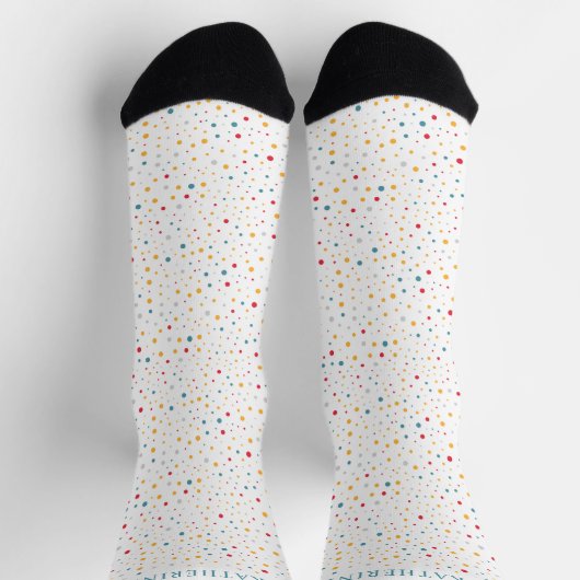 Customizable White Multicolor Polka Dot Socken (Oben)
