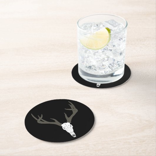 Customizable White-Tailed Deer Skull Runder Pappuntersetzer (Vor Ort)