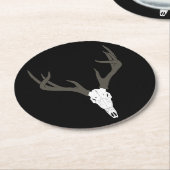 Customizable White-Tailed Deer Skull Runder Pappuntersetzer (Angewinkelt)