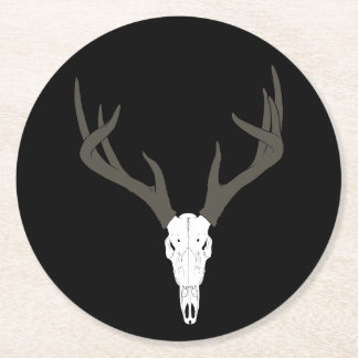 Customizable White-Tailed Deer Skull Runder Pappuntersetzer