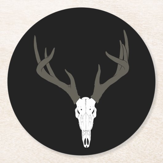 Customizable White-Tailed Deer Skull Runder Pappuntersetzer (Vorderseite)