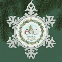 Customizable Winter Holiday Schneeflocken Zinn-Ornament