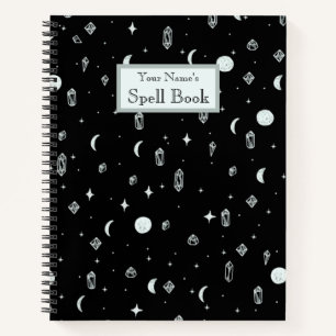 Customizable Witchy Moon and Stars Pattern Notizblock