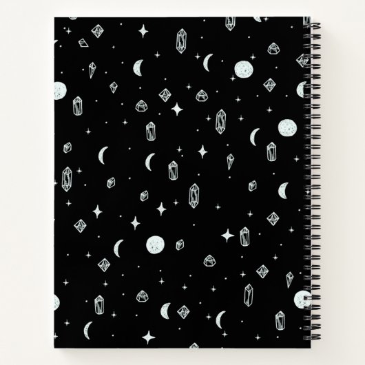 Customizable Witchy Moon and Stars Pattern Notizblock (Rückseite)