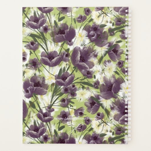 Customizable Year 2025  Purple Poppies Planner Planer (Rückseite)