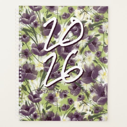 Customizable Year 2025  Purple Poppies Planner Planer (Vorderseite)