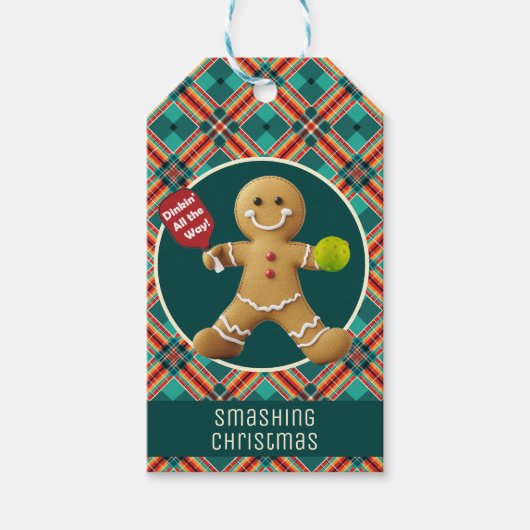 CustomizablePickleball Gingerbread Cheer Geschenkanhänger (Vorderseite)