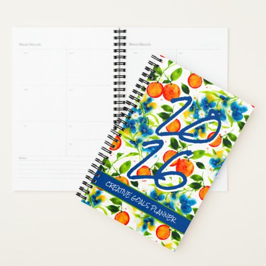 Customize 2026 Oranges & Blue Blossoms Planner Planer (Anzeige)