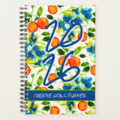 Customize 2026 Oranges & Blue Blossoms Planner Planer (Vorderseite)