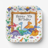 Customize Age Dinosaur Birthday  Pappteller (Vorderseite)