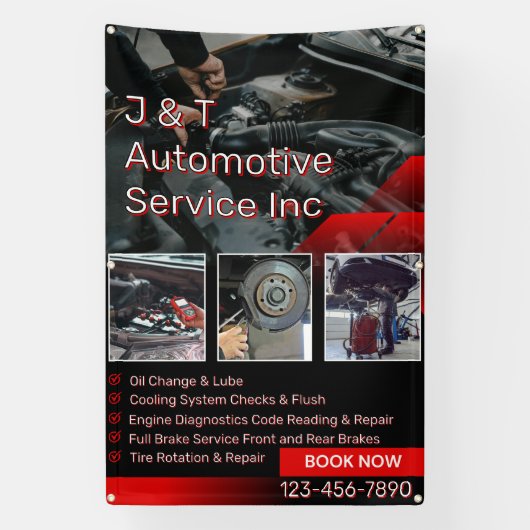 Customize Auto Repair Garage Service List With Log Banner (Vertikal)