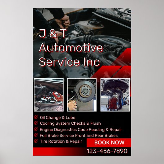 Customize Auto Repair Garage Service List With Log Poster (Vorne)