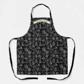 Customize Bakery Kitchen Symbols Pattern Black  Schürze (Vorderseite)