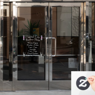 Customize Barber Shop Weekly Open Hours Fensteraufkleber