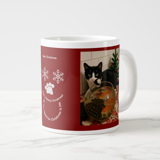 Customize ,Best Christmas ,Cat Photo Specialty Mug Jumbo-Tasse (Vorderseite Rechts)