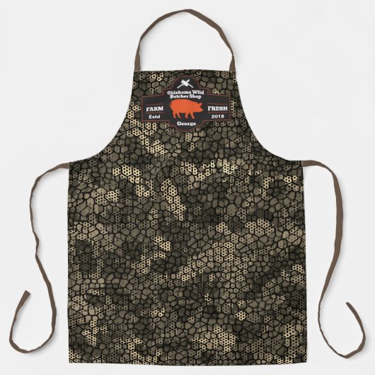 Customize Butcher Shop Orange Hog Pig Black Camo Schürze (Vorderseite)