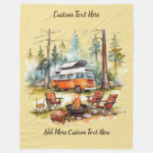 Customize Camper Van Parked In The Woods Camping Fleecedecke (Vorderseite)