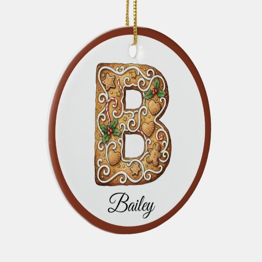Customize Christmas Gingerbread Letter B Monogram Keramik Ornament (Rechts)