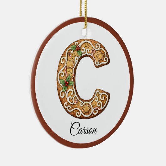 Customize Christmas Gingerbread Letter C Monogram Keramik Ornament (Rechts)