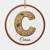 Customize Christmas Gingerbread Letter C Monogram Keramik Ornament (Vorne)