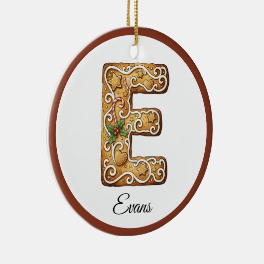 Customize Christmas Gingerbread Letter E Monogram Keramik Ornament (Rechts)