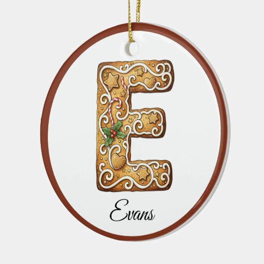 Customize Christmas Gingerbread Letter E Monogram Keramik Ornament (Links)