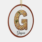 Customize Christmas Gingerbread Letter G Monogram Keramik Ornament (Rechts)