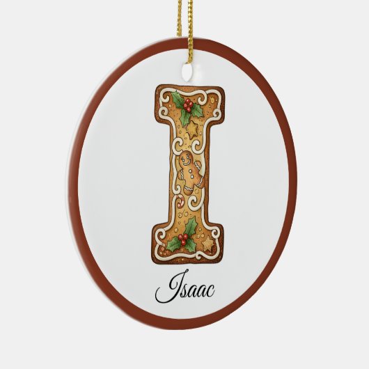 Customize Christmas Gingerbread Letter I Monogram Keramik Ornament (Rechts)