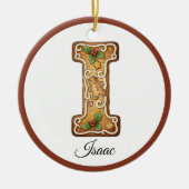 Customize Christmas Gingerbread Letter I Monogram Keramik Ornament (Vorne)