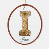 Customize Christmas Gingerbread Letter I Monogram Keramik Ornament (Links)