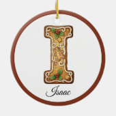 Customize Christmas Gingerbread Letter I Monogram Keramik Ornament (Hinten)