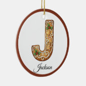 Customize Christmas Gingerbread Letter J Monogram Keramik Ornament (Rechts)