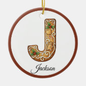 Customize Christmas Gingerbread Letter J Monogram Keramik Ornament (Vorne)