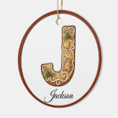 Customize Christmas Gingerbread Letter J Monogram Keramik Ornament (Links)