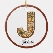 Customize Christmas Gingerbread Letter J Monogram Keramik Ornament (Hinten)