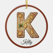 Customize Christmas Gingerbread Letter K Monogram Keramik Ornament (Vorne)