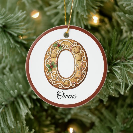 Customize Christmas Gingerbread Letter O Monogram Keramik Ornament (Baum)