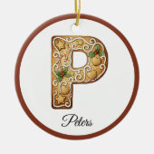 Customize Christmas Gingerbread Letter P Monogram Keramik Ornament (Vorne)
