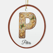 Customize Christmas Gingerbread Letter P Monogram Keramik Ornament (Links)