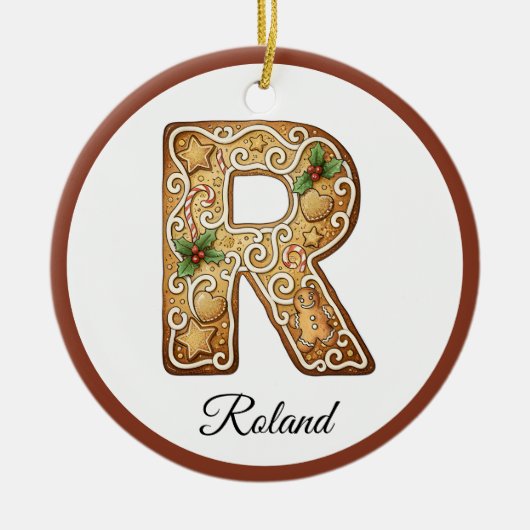 Customize Christmas Gingerbread Letter R Monogram Keramik Ornament (Vorne)