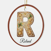 Customize Christmas Gingerbread Letter R Monogram Keramik Ornament (Links)