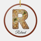 Customize Christmas Gingerbread Letter R Monogram Keramik Ornament (Hinten)