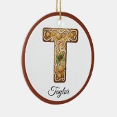 Customize Christmas Gingerbread Letter T Monogram Keramik Ornament (Rechts)