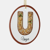 Customize Christmas Gingerbread Letter U Monogram Keramik Ornament (Rechts)