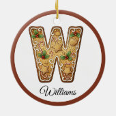 Customize Christmas Gingerbread Letter W Monogram Keramik Ornament (Hinten)