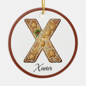 Customize Christmas Gingerbread Letter X Monogram Keramik Ornament (Vorne)