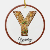 Customize Christmas Gingerbread Letter Y Monogram Keramik Ornament (Vorne)