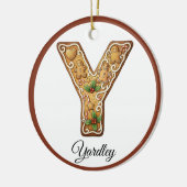 Customize Christmas Gingerbread Letter Y Monogram Keramik Ornament (Links)