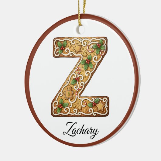 Customize Christmas Gingerbread Letter Z Monogram Keramik Ornament (Links)